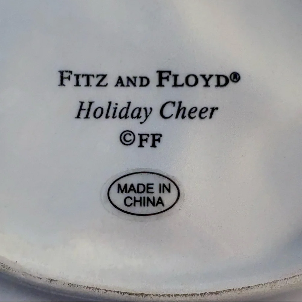 Fitz‎ and Floyd Santa Plate 9.5” Holiday Cheer White Red Christmas Santa Claus